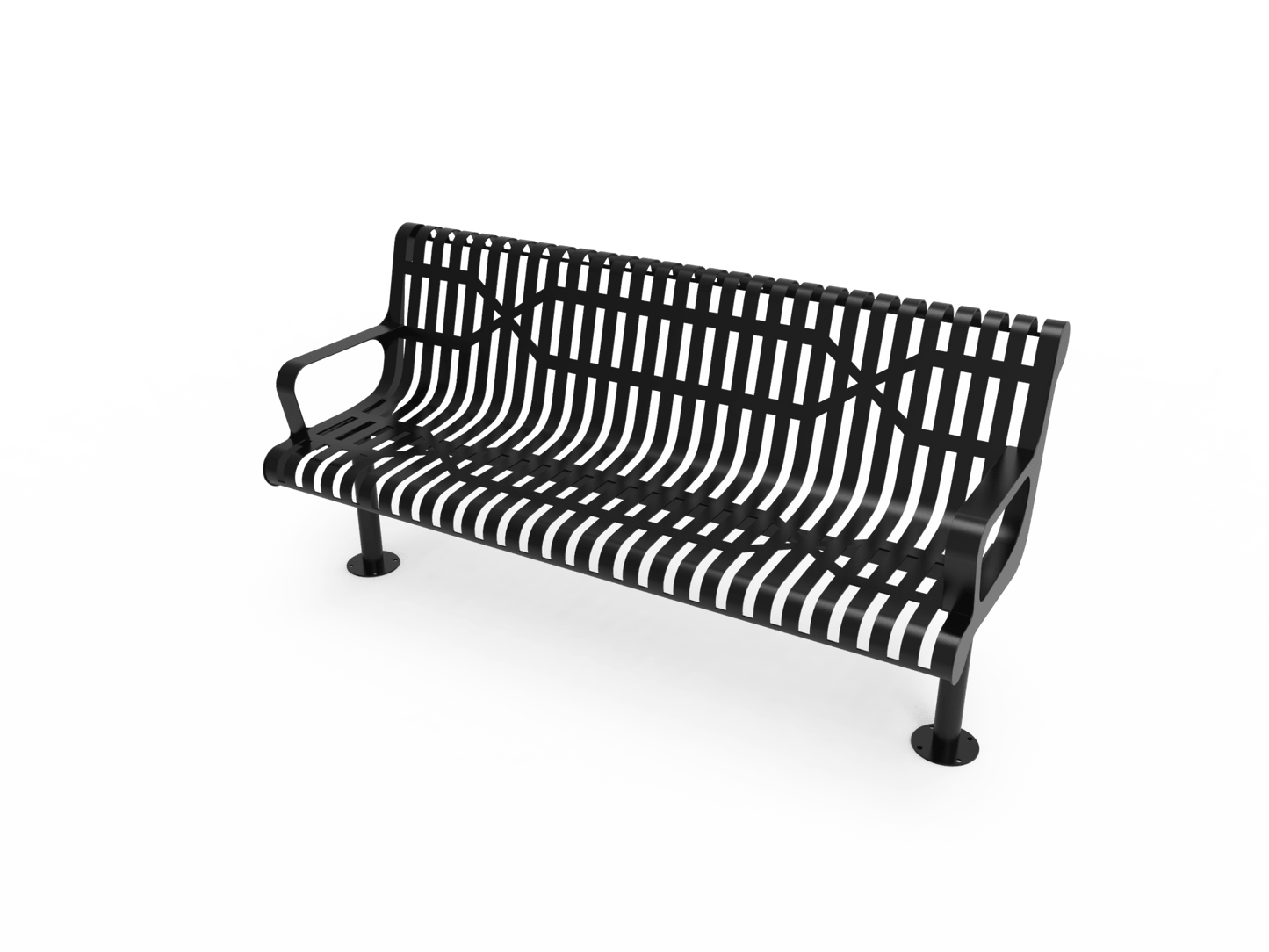 MyTcoat - Contoured Outdoor Bench with Arm - Surface Mount 4' L (MYT-BCA04-44) - SchoolOutlet