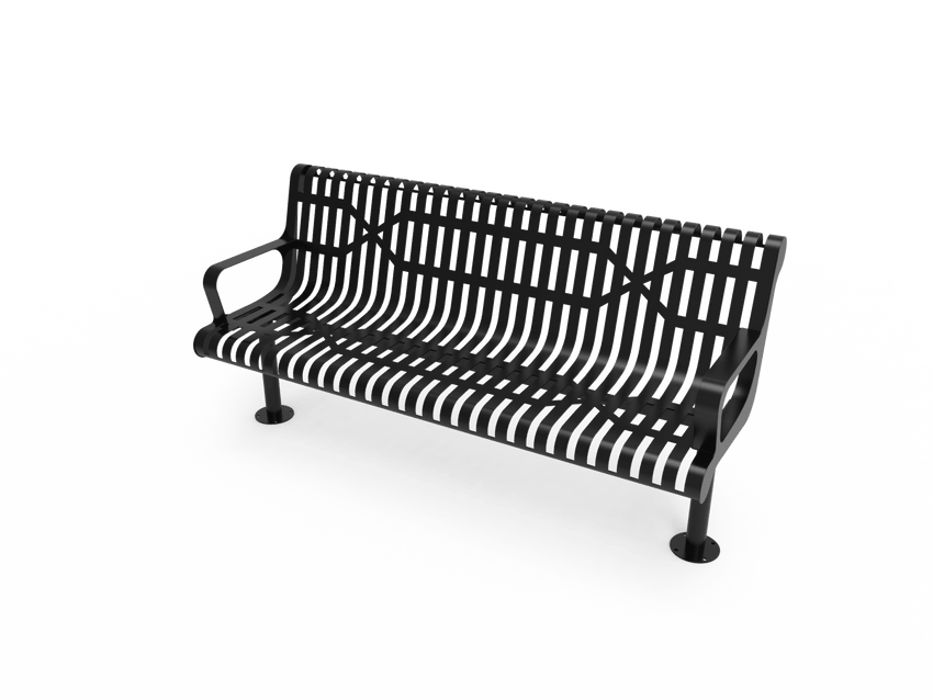 MyTcoat - Contoured Outdoor Bench with Arm - Surface Mount 4' L (MYT-BCA04-44) - SchoolOutlet