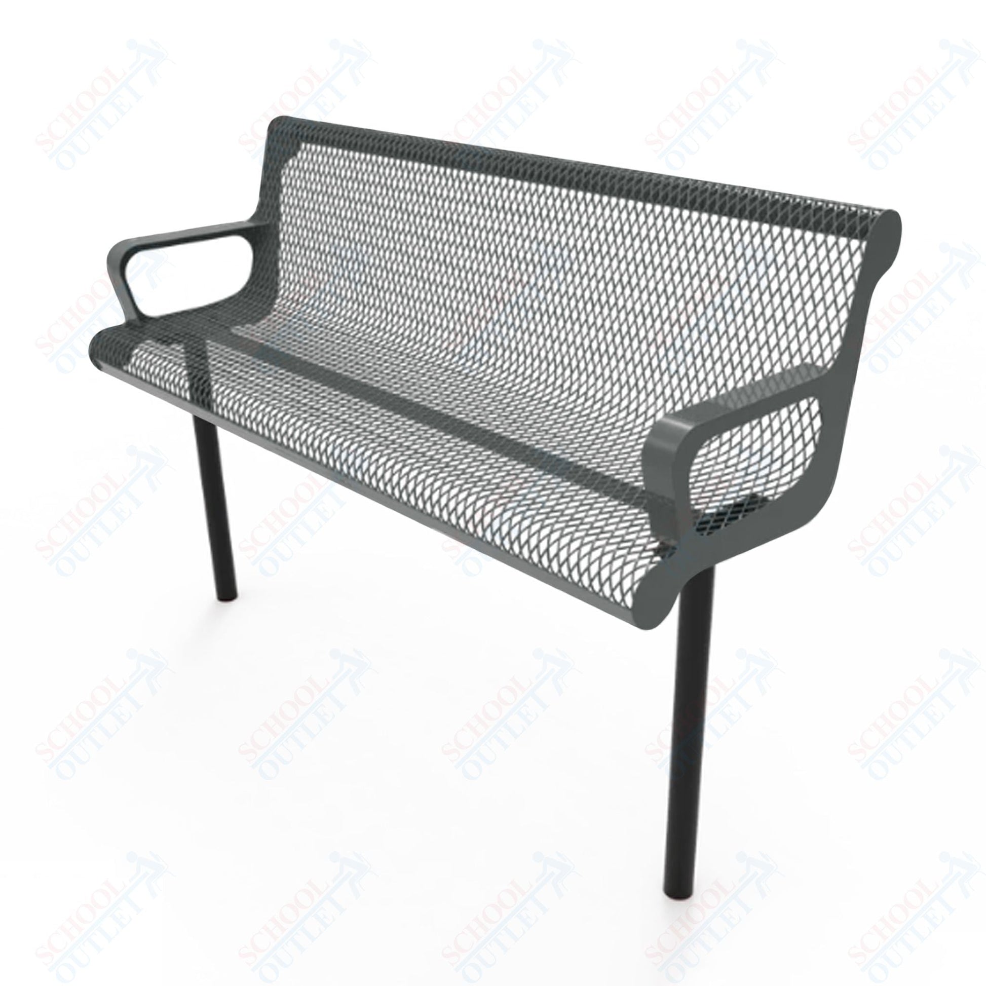 MyTcoat - Contoured Outdoor Bench with Arm - Inground Mount 6' L (MYT - BCA06 - 43) - SchoolOutlet