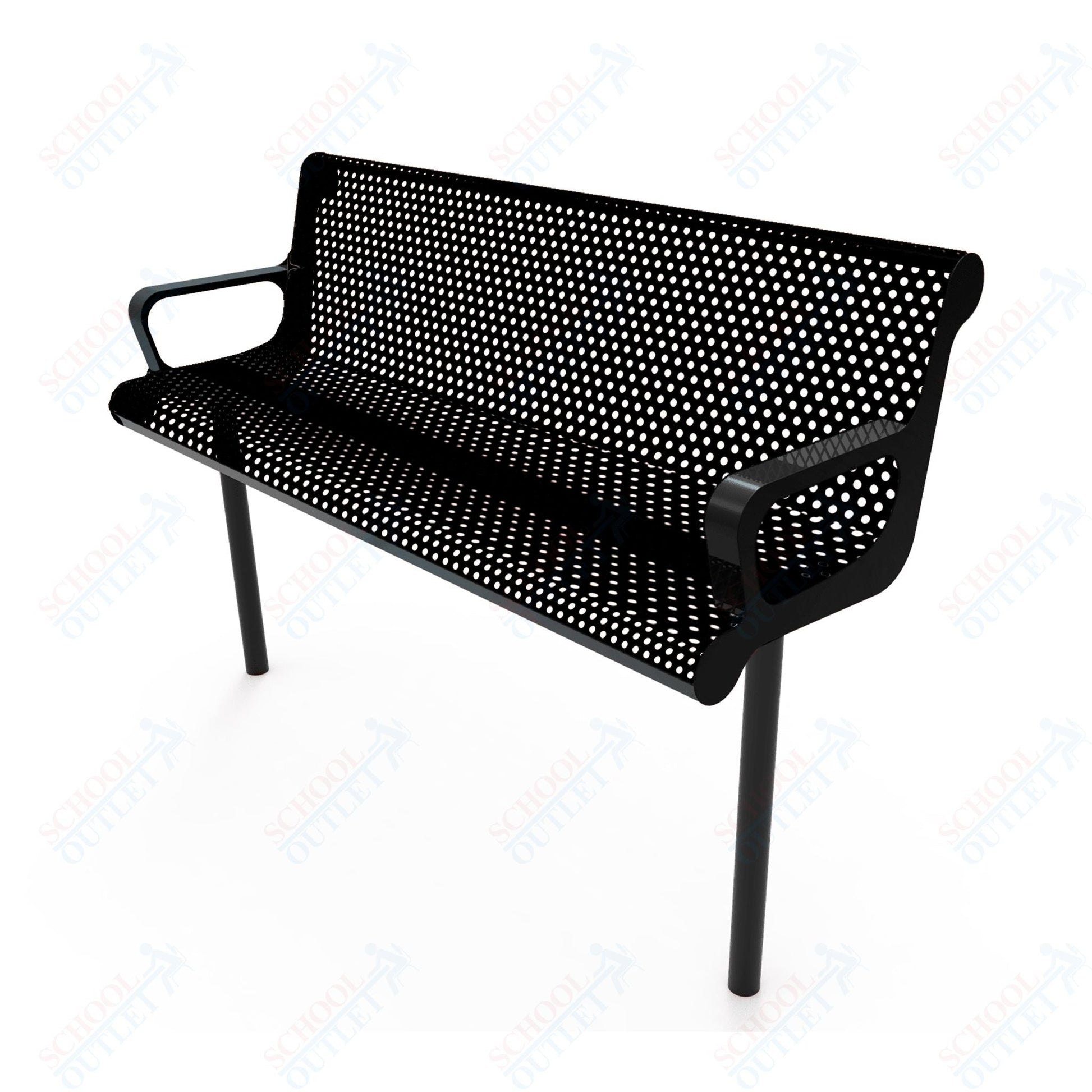 MyTcoat - Contoured Outdoor Bench with Arm - Inground Mount 6' L (MYT - BCA06 - 43) - SchoolOutlet