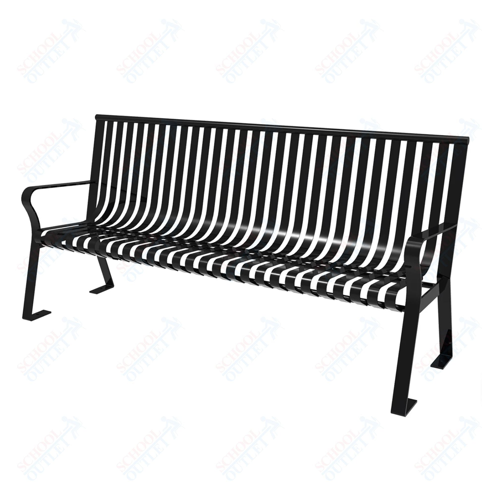 MyTcoat - Downtown Outdoor Bench with Straight Back - Strap Metal - Portable or Surface Mount 6' L (MYT - BDT06 - I - 55) - SchoolOutlet