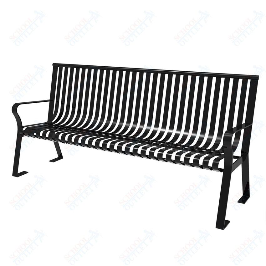 MyTcoat - Downtown Outdoor Bench with Straight Back - Strap Metal - Portable or Surface Mount 6' L (MYT - BDT06 - I - 55) - SchoolOutlet