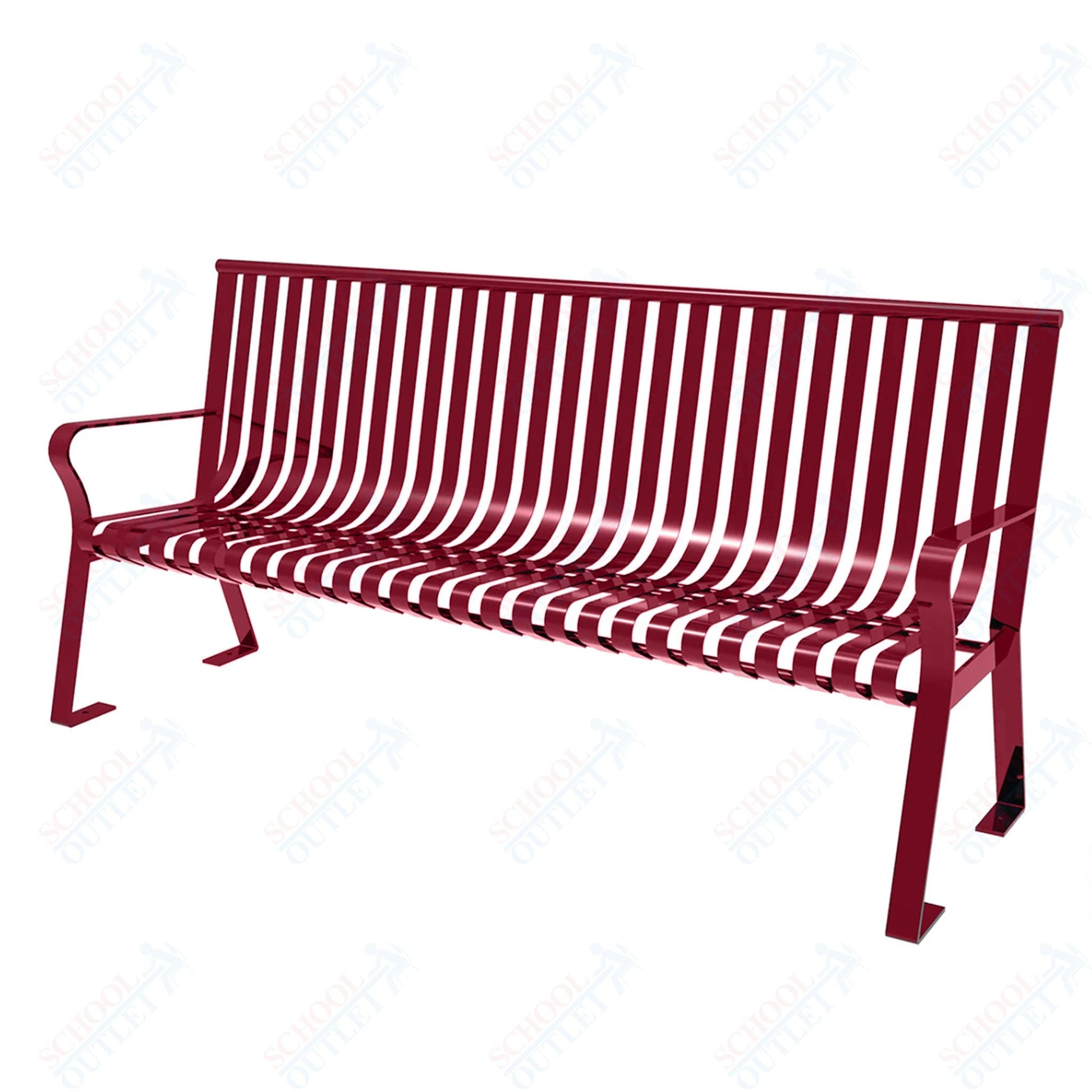 MyTcoat - Downtown Outdoor Bench with Straight Back - Strap Metal - Portable or Surface Mount 6' L (MYT - BDT06 - I - 55) - SchoolOutlet
