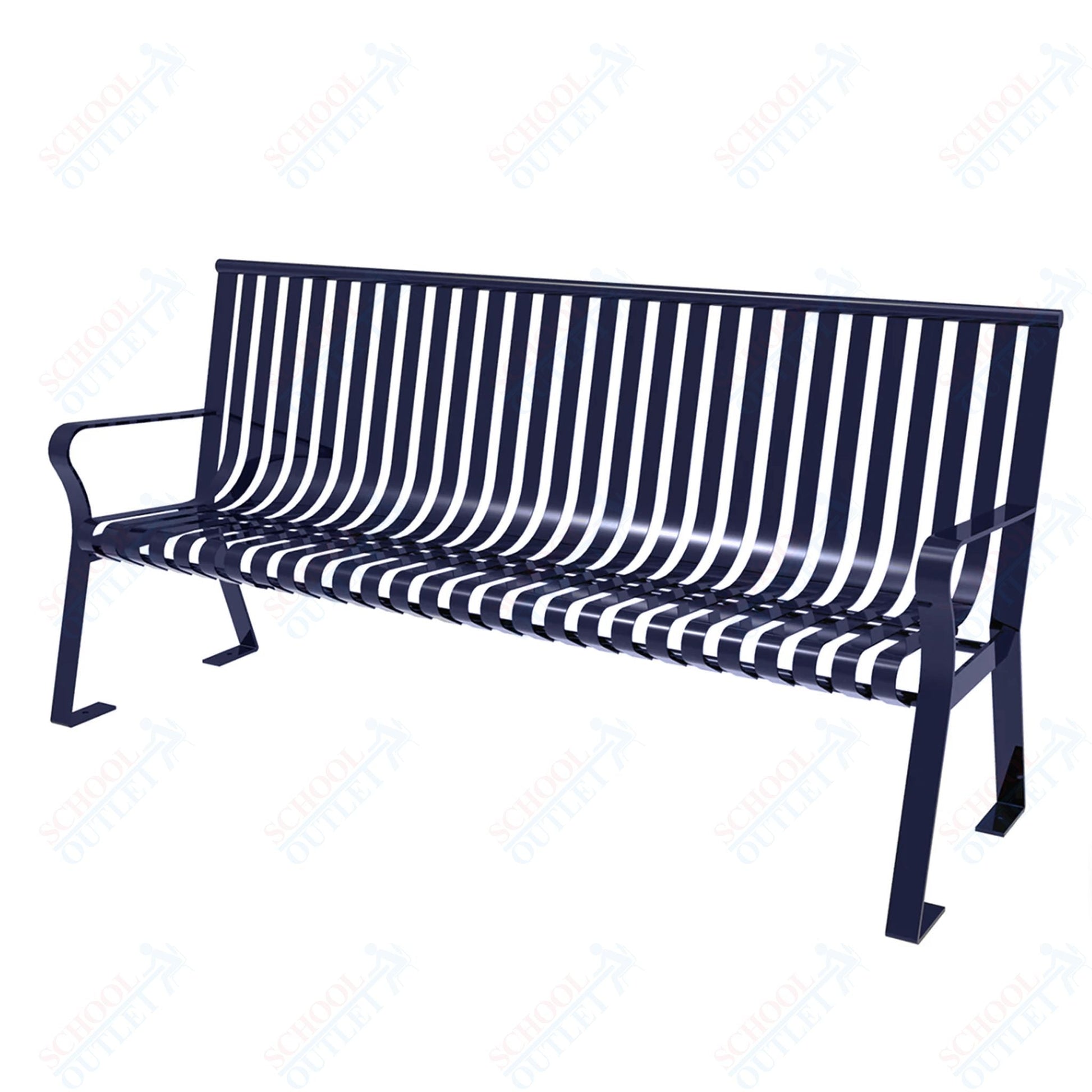 MyTcoat - Downtown Outdoor Bench with Straight Back - Strap Metal - Portable or Surface Mount 6' L (MYT - BDT06 - I - 55) - SchoolOutlet