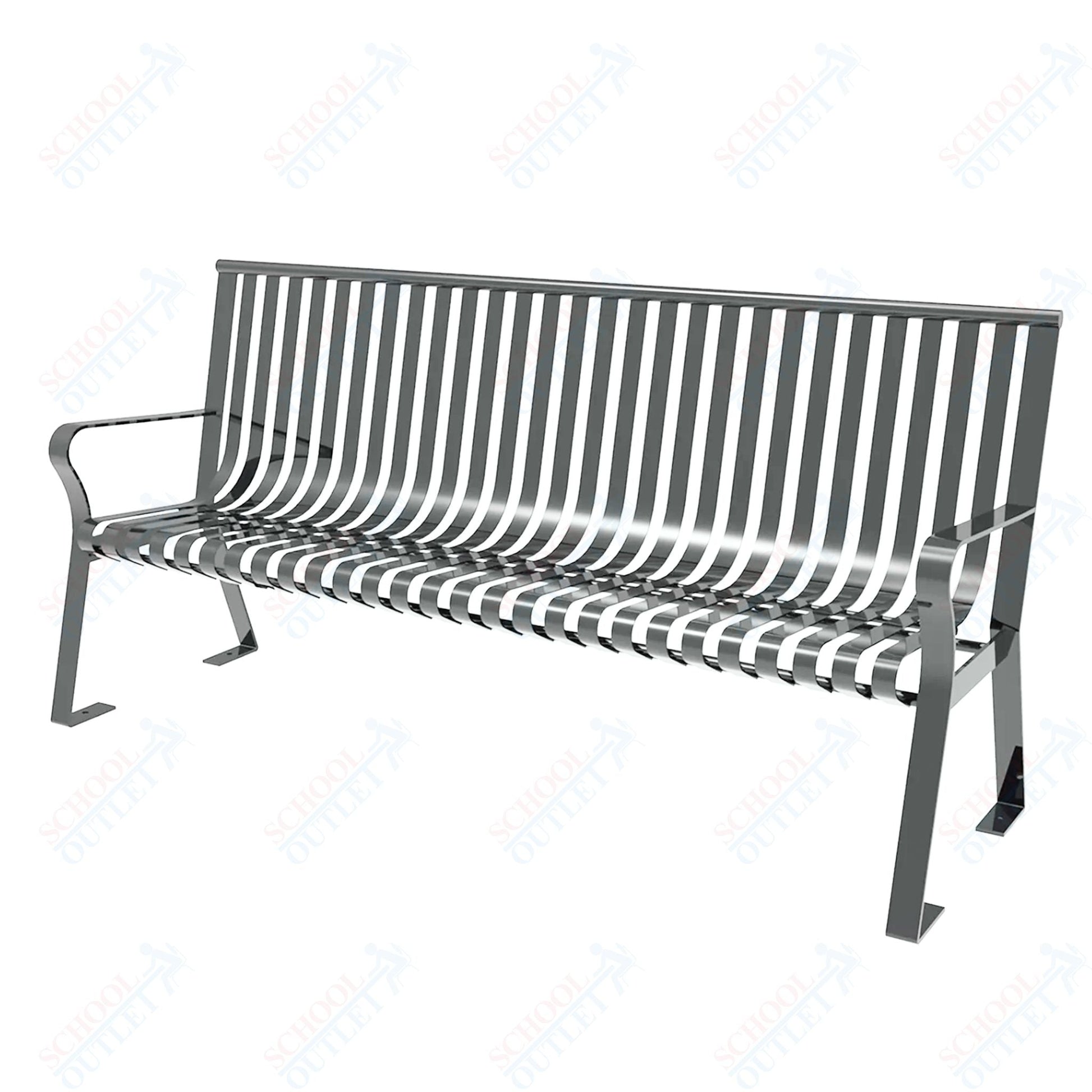 MyTcoat - Downtown Outdoor Bench with Straight Back - Strap Metal - Portable or Surface Mount 6' L (MYT - BDT06 - I - 55) - SchoolOutlet