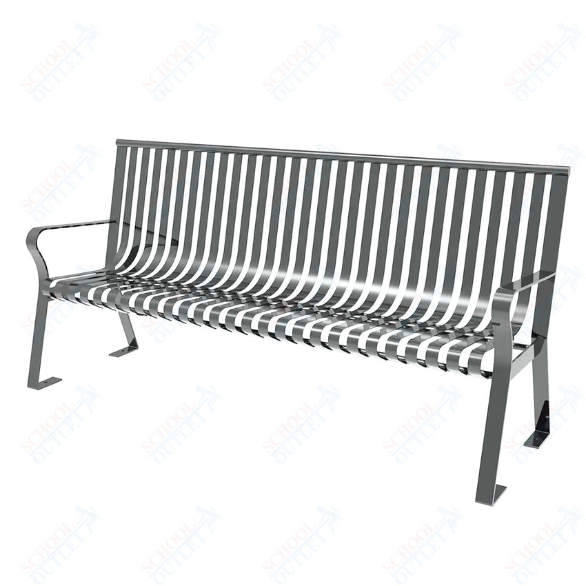 MyTcoat - Downtown Outdoor Bench with Straight Back - Strap Metal - Portable or Surface Mount 6' L (MYT - BDT06 - I - 55) - SchoolOutlet