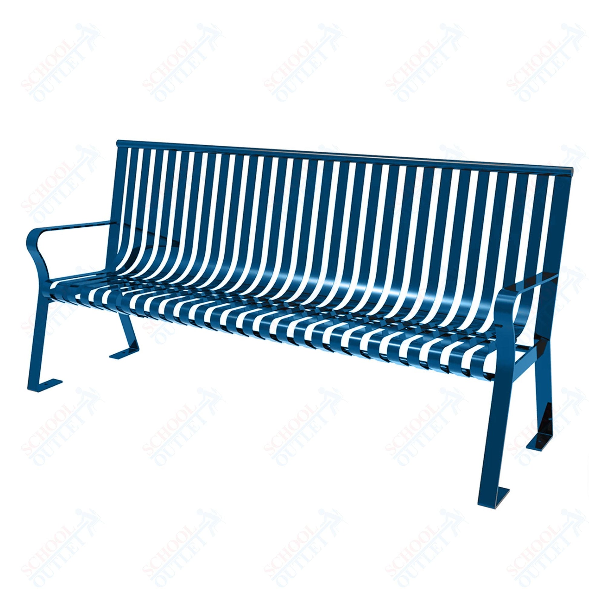 MyTcoat - Downtown Outdoor Bench with Straight Back - Strap Metal - Portable or Surface Mount 6' L (MYT - BDT06 - I - 55) - SchoolOutlet