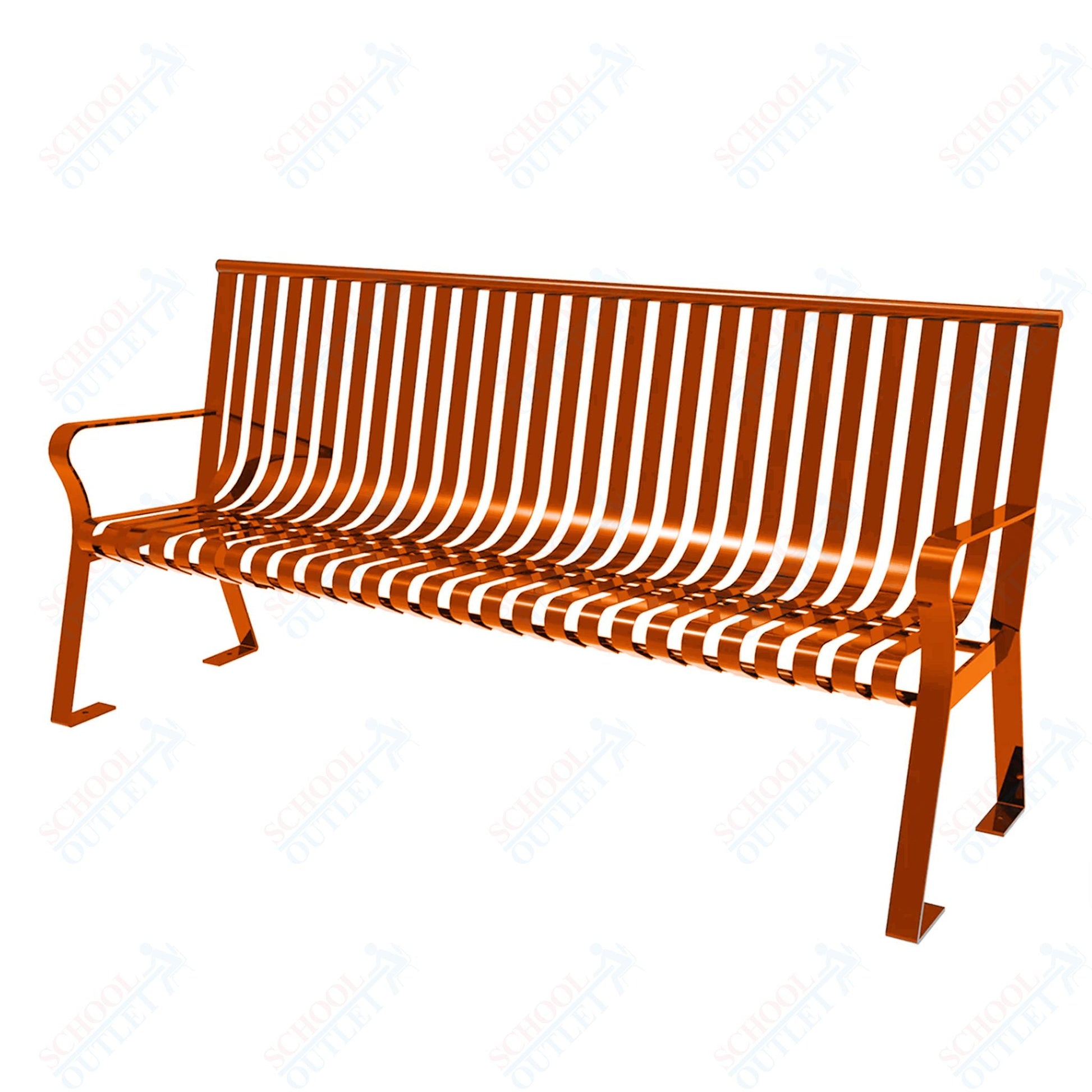 MyTcoat - Downtown Outdoor Bench with Straight Back - Strap Metal - Portable or Surface Mount 6' L (MYT - BDT06 - I - 55) - SchoolOutlet