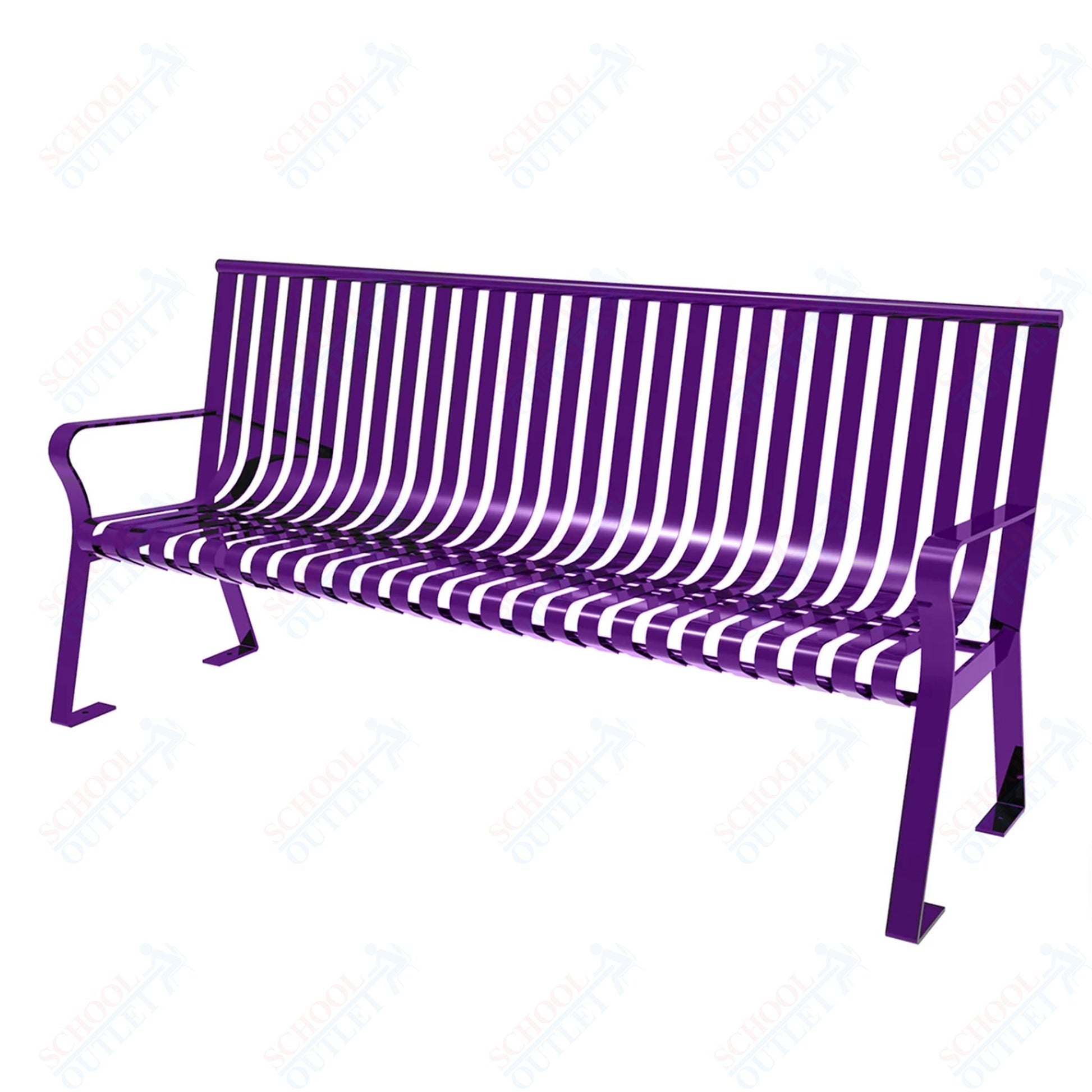 MyTcoat - Downtown Outdoor Bench with Straight Back - Strap Metal - Portable or Surface Mount 6' L (MYT - BDT06 - I - 55) - SchoolOutlet