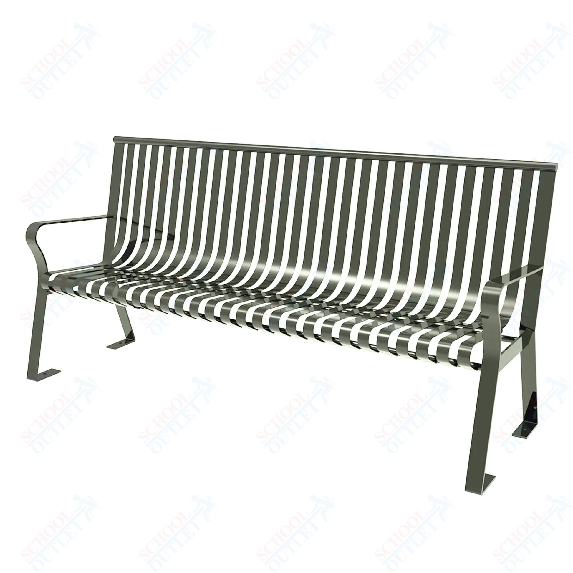 MyTcoat - Downtown Outdoor Bench with Straight Back - Strap Metal - Portable or Surface Mount 6' L (MYT - BDT06 - I - 55) - SchoolOutlet