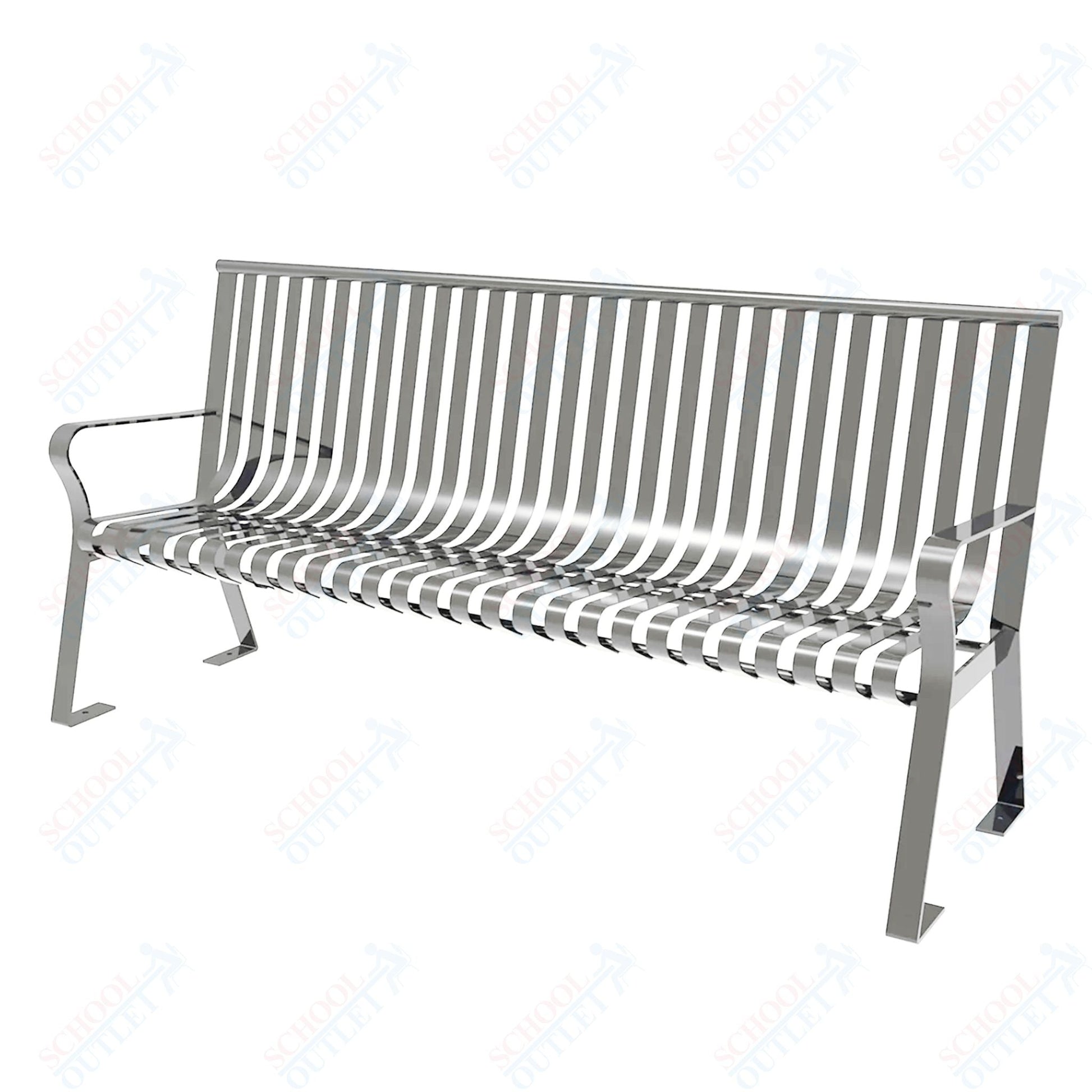 MyTcoat - Downtown Outdoor Bench with Straight Back - Strap Metal - Portable or Surface Mount 6' L (MYT - BDT06 - I - 55) - SchoolOutlet