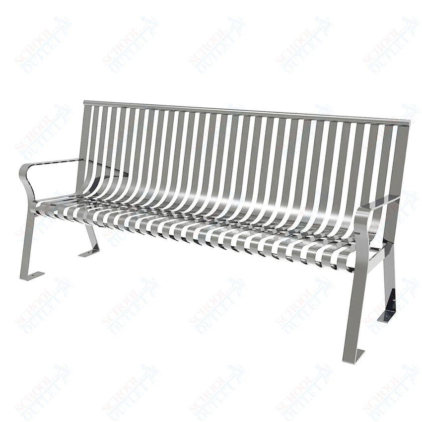 MyTcoat - Downtown Outdoor Bench with Straight Back - Strap Metal - Portable or Surface Mount 6' L (MYT - BDT06 - I - 55) - SchoolOutlet