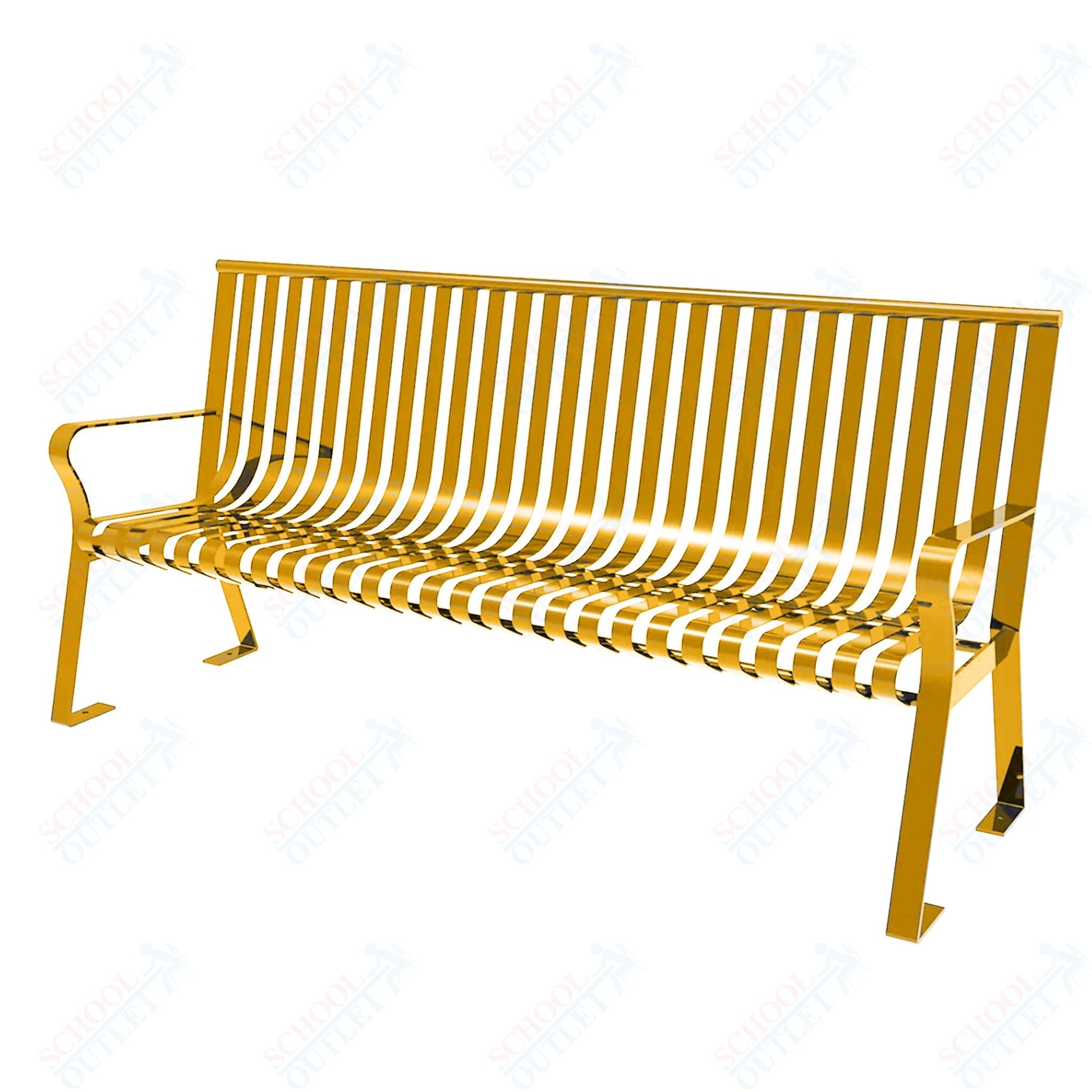 MyTcoat - Downtown Outdoor Bench with Straight Back - Strap Metal - Portable or Surface Mount 6' L (MYT - BDT06 - I - 55) - SchoolOutlet
