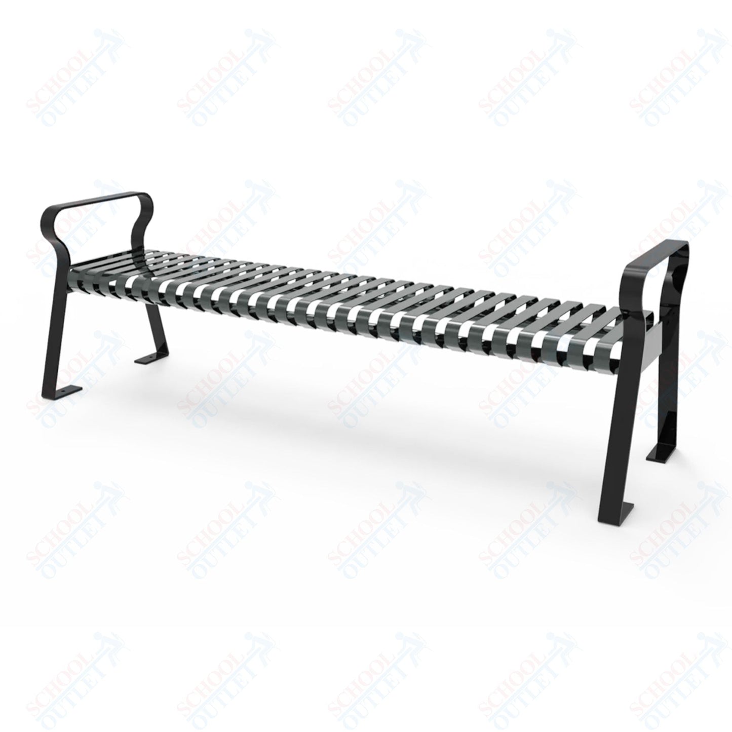 MyTcoat - Downtown Outdoor Bench Without back - Strap Metal - Portable or Surface Mount 6' L (MYT - BDT06 - K - 56) - SchoolOutlet