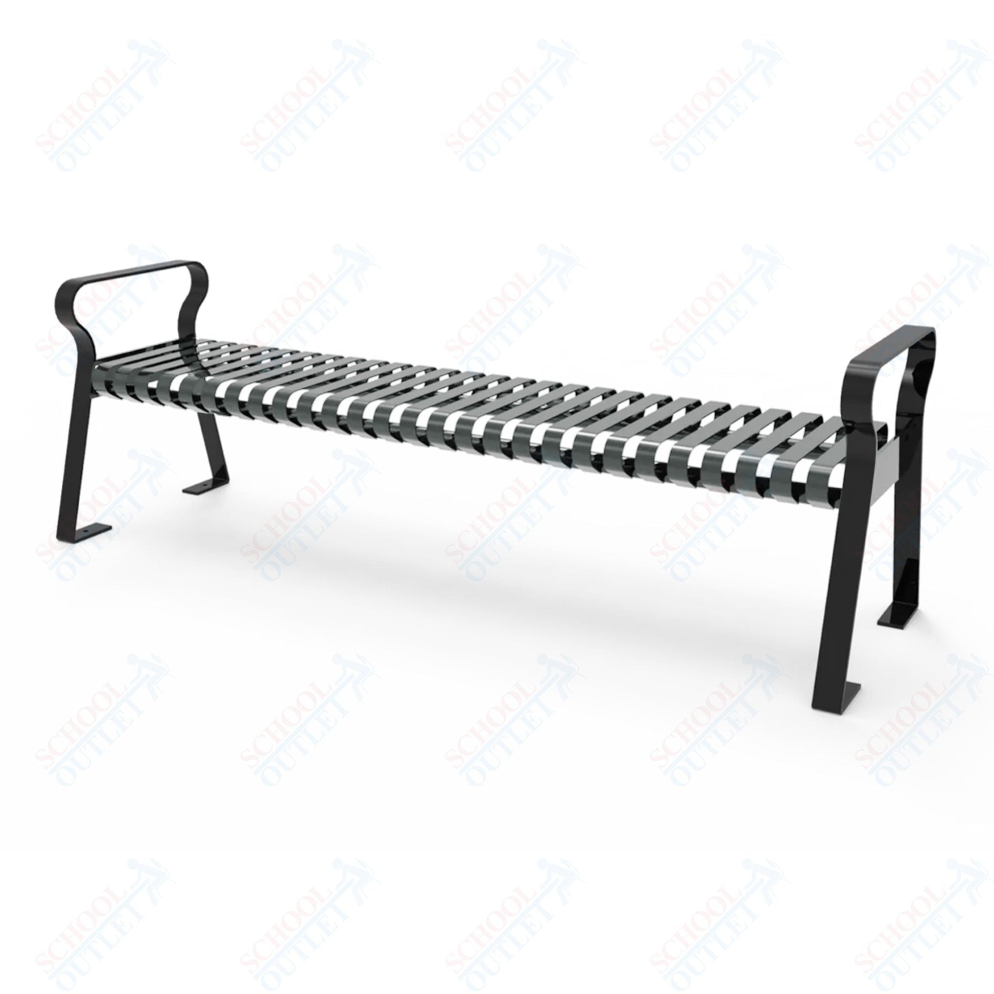 MyTcoat - Downtown Outdoor Bench Without back - Strap Metal - Portable or Surface Mount 6' L (MYT - BDT06 - K - 56) - SchoolOutlet