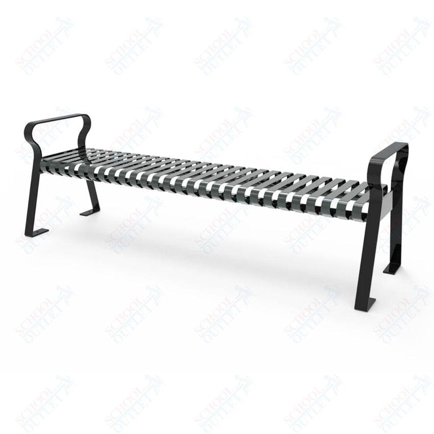 MyTcoat - Downtown Outdoor Bench Without back - Strap Metal - Portable or Surface Mount 6' L (MYT - BDT06 - K - 56) - SchoolOutlet