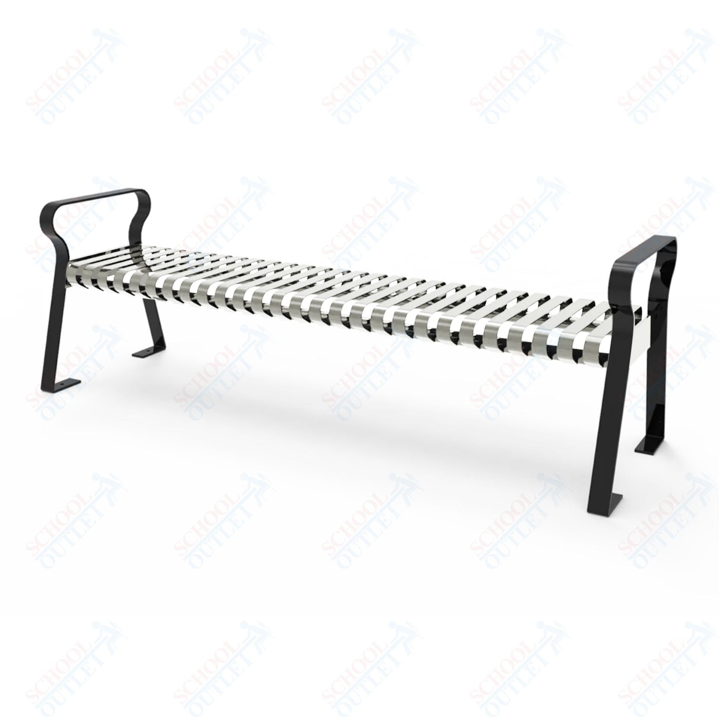 MyTcoat - Downtown Outdoor Bench Without back - Strap Metal - Portable or Surface Mount 6' L (MYT - BDT06 - K - 56) - SchoolOutlet
