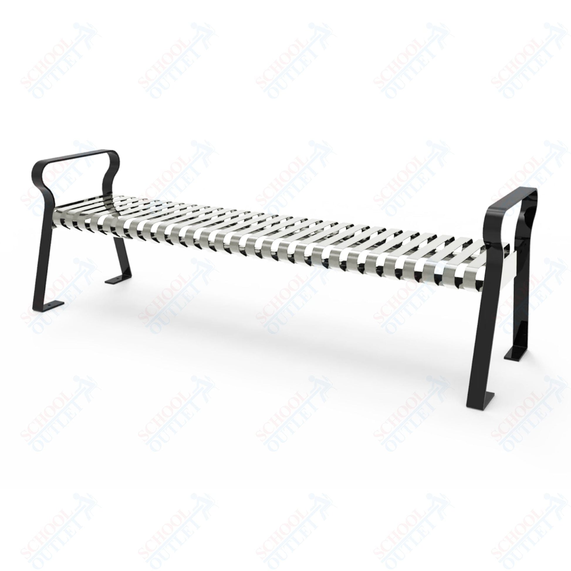 MyTcoat - Downtown Outdoor Bench Without back - Strap Metal - Portable or Surface Mount 6' L (MYT - BDT06 - K - 56) - SchoolOutlet