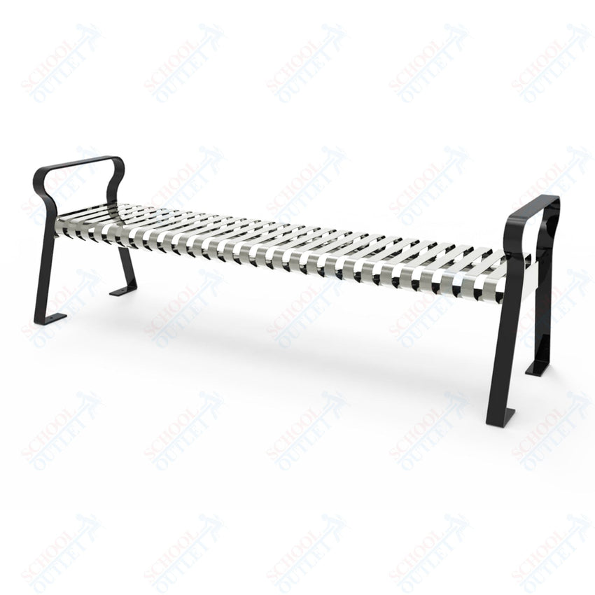 MyTcoat - Downtown Outdoor Bench Without back - Strap Metal - Portable or Surface Mount 6' L (MYT - BDT06 - K - 56) - SchoolOutlet