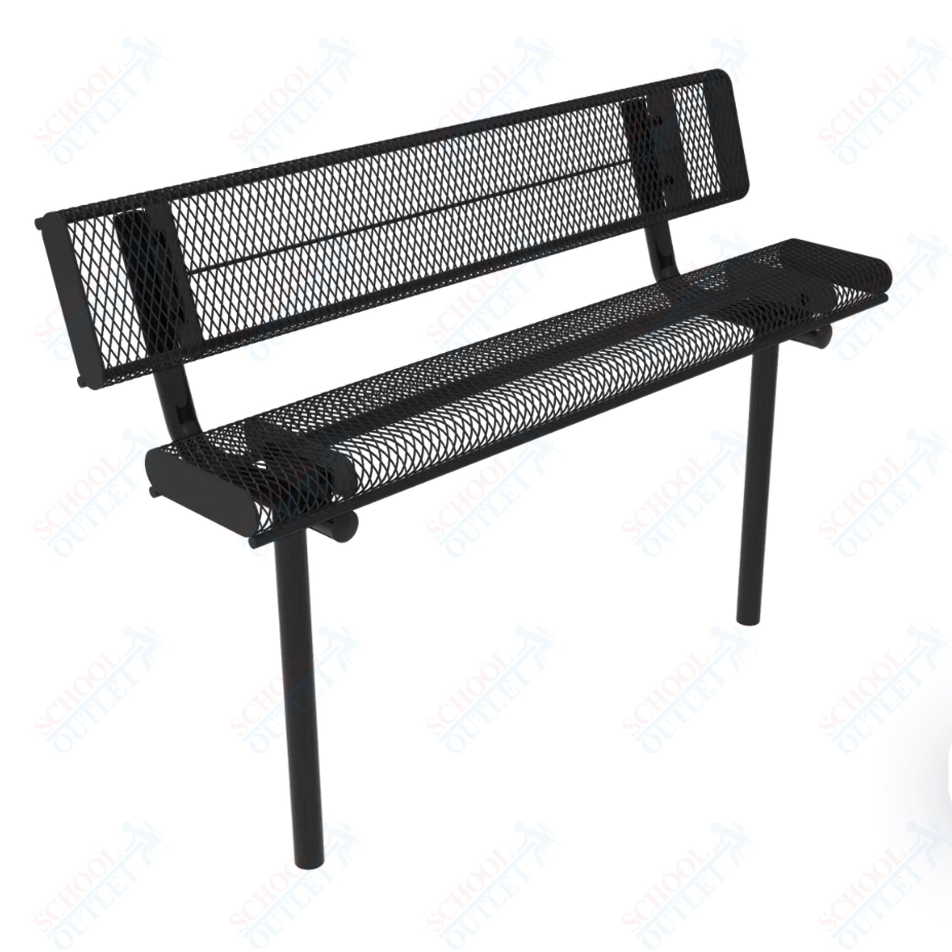 MyTcoat - Rolled Edges Outdoor Bench with Back 4' L - Inground Mount (MYT - BRE04 - 19) - SchoolOutlet