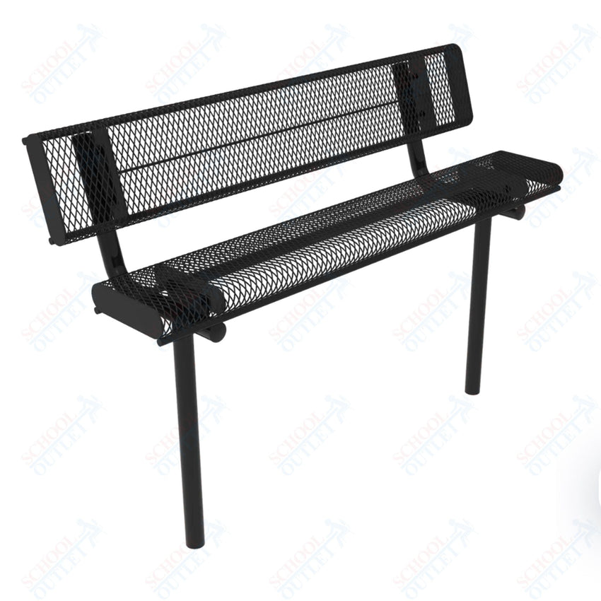 MyTcoat - Rolled Edges Outdoor Bench with Back 4' L - Inground Mount (MYT - BRE04 - 19) - SchoolOutlet