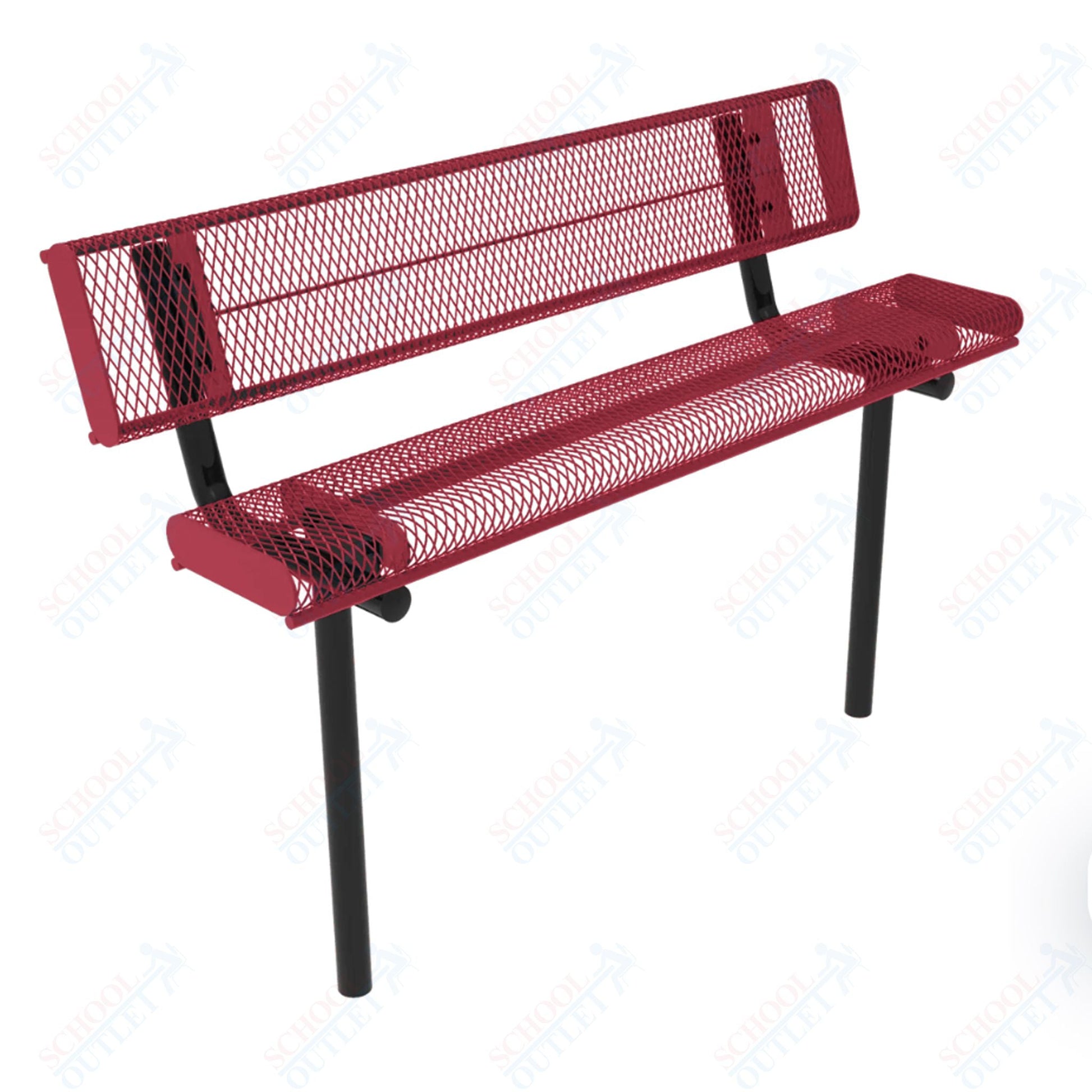 MyTcoat - Rolled Edges Outdoor Bench with Back 4' L - Inground Mount (MYT - BRE04 - 19) - SchoolOutlet