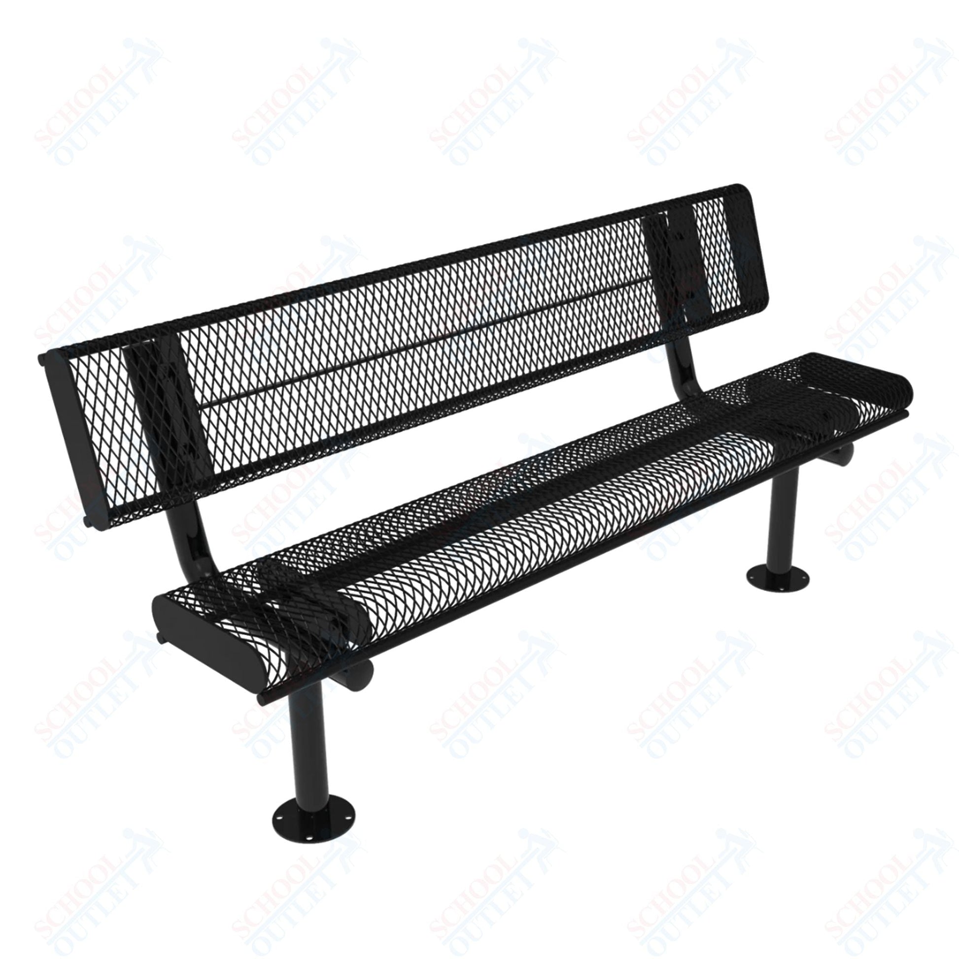 MyTcoat - Rolled Edges Outdoor Bench with Back 4' L - Surface Mount (MYT - BRE04 - 20) - SchoolOutlet