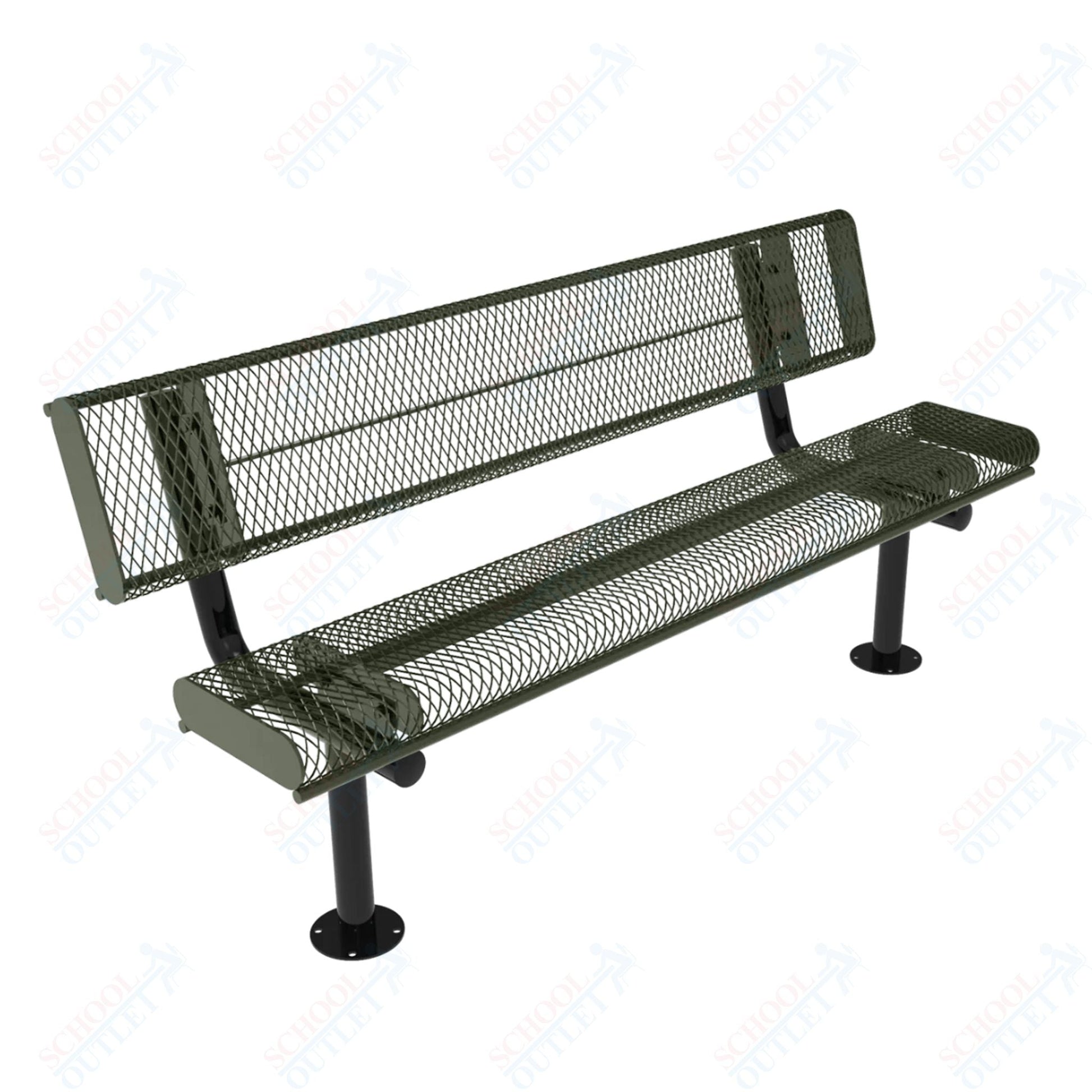 MyTcoat - Rolled Edges Outdoor Bench with Back 4' L - Surface Mount (MYT - BRE04 - 20) - SchoolOutlet