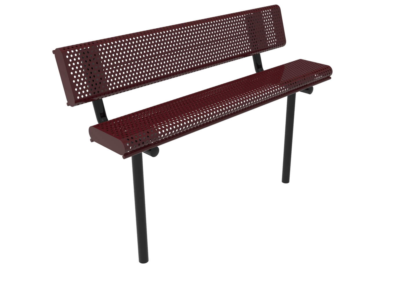 MyTcoat - Rolled Edges Outdoor Bench with Back 4' L - Inground Mount (MYT-BRE04-19) - SchoolOutlet