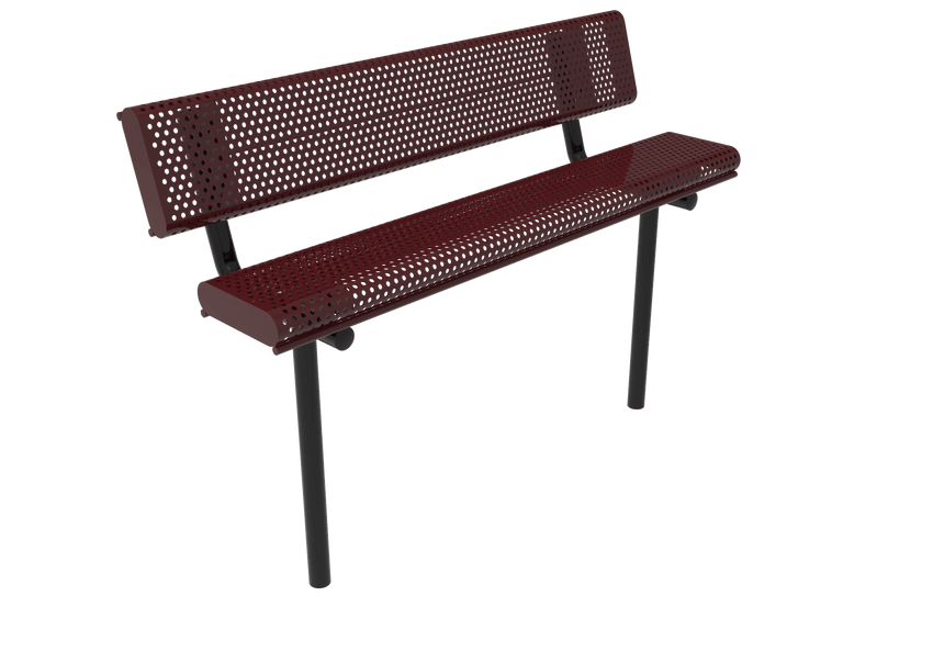 MyTcoat - Rolled Edges Outdoor Bench with Back 4' L - Inground Mount (MYT-BRE04-19) - SchoolOutlet