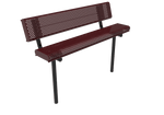 MyTcoat - Rolled Edges Outdoor Bench with Back 4' L - Inground Mount (MYT-BRE04-19) - SchoolOutlet