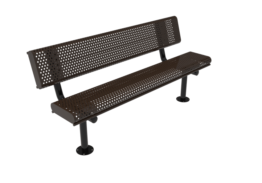 MyTcoat - Rolled Edges Outdoor Bench with Back 4' L - Surface Mount (MYT-BRE04-20) - SchoolOutlet
