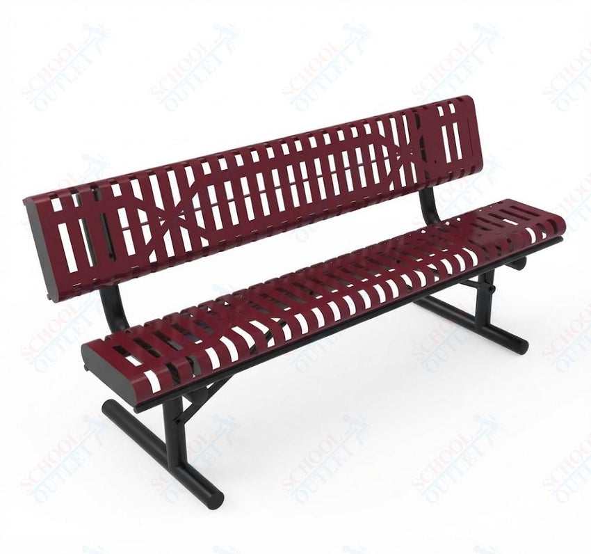 MyTcoat - Rolled Edges Outdoor Portable Bench with Back 4' L (MYT-BRE04-18) - SchoolOutlet