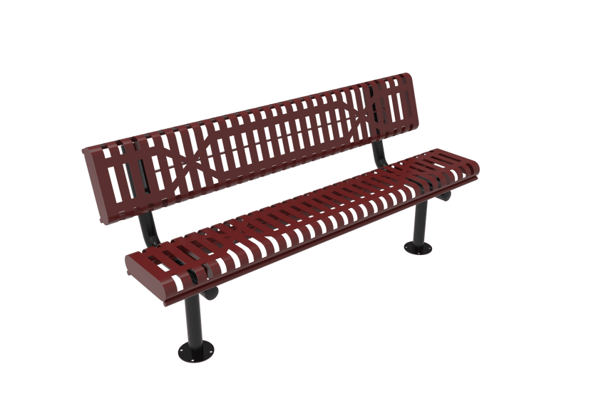 MyTcoat - Rolled Edges Outdoor Bench with Back 4' L - Surface Mount (MYT-BRE04-20) - SchoolOutlet