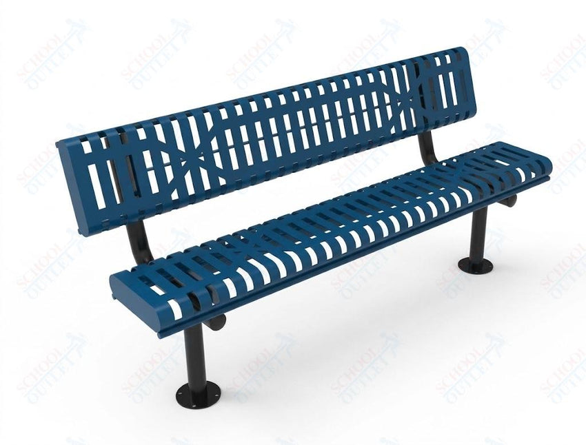 MyTcoat - Rolled Edges Outdoor Bench with Back 4' L - Surface Mount (MYT-BRE04-20) - SchoolOutlet