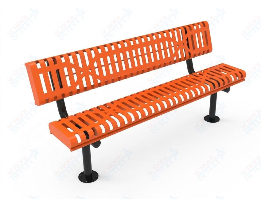 MyTcoat - Rolled Edges Outdoor Bench with Back 4' L - Surface Mount (MYT-BRE04-20) - SchoolOutlet