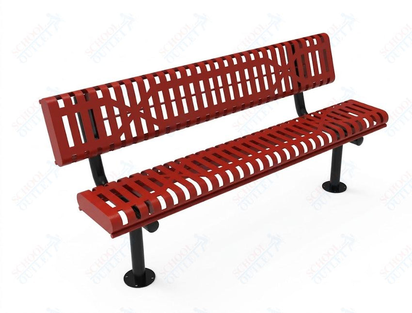 MyTcoat - Rolled Edges Outdoor Bench with Back 4' L - Surface Mount (MYT-BRE04-20) - SchoolOutlet