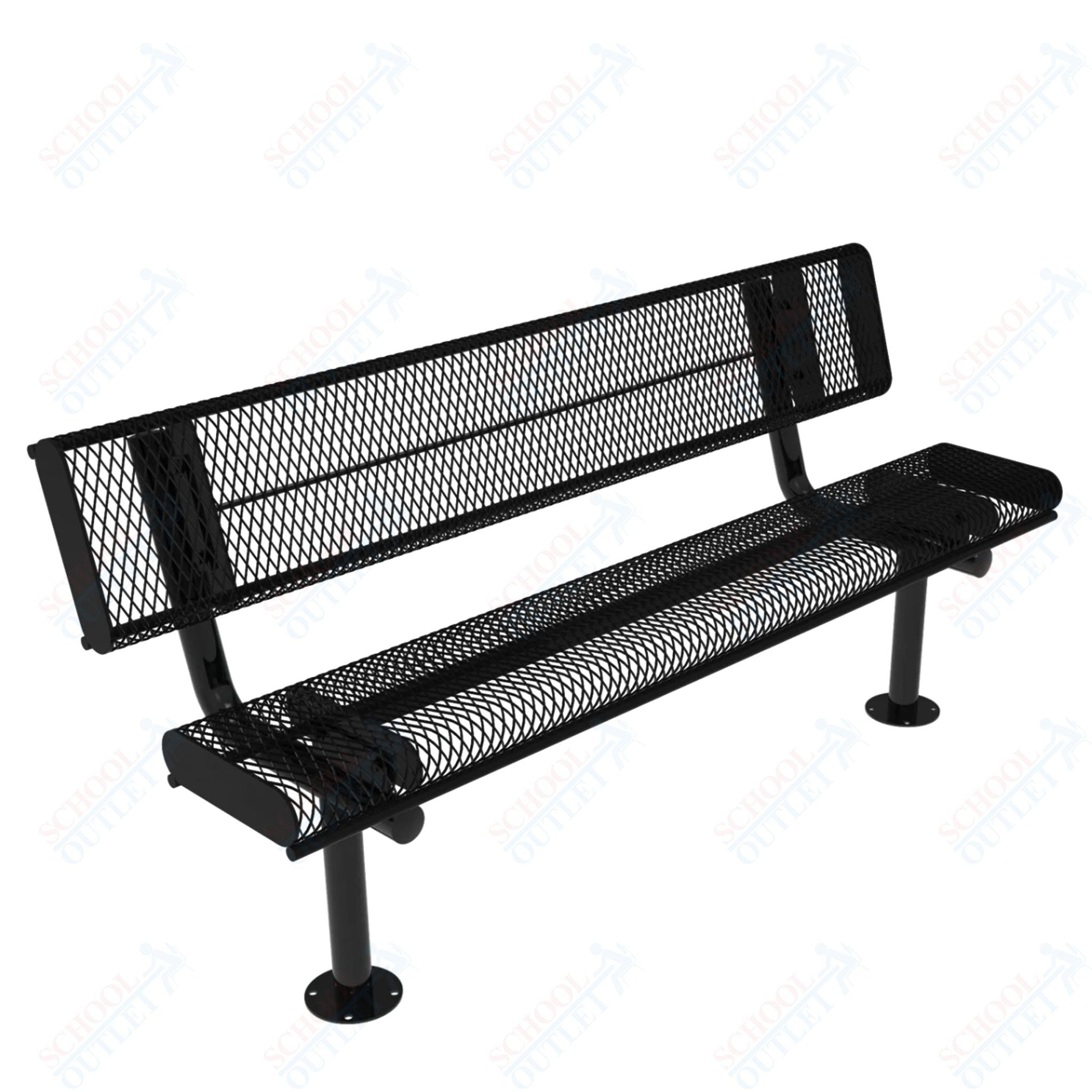 MyTcoat - Rolled Edges Outdoor Bench with Back 6' L - Surface Mount (MYT - BRE06 - 20) - SchoolOutlet