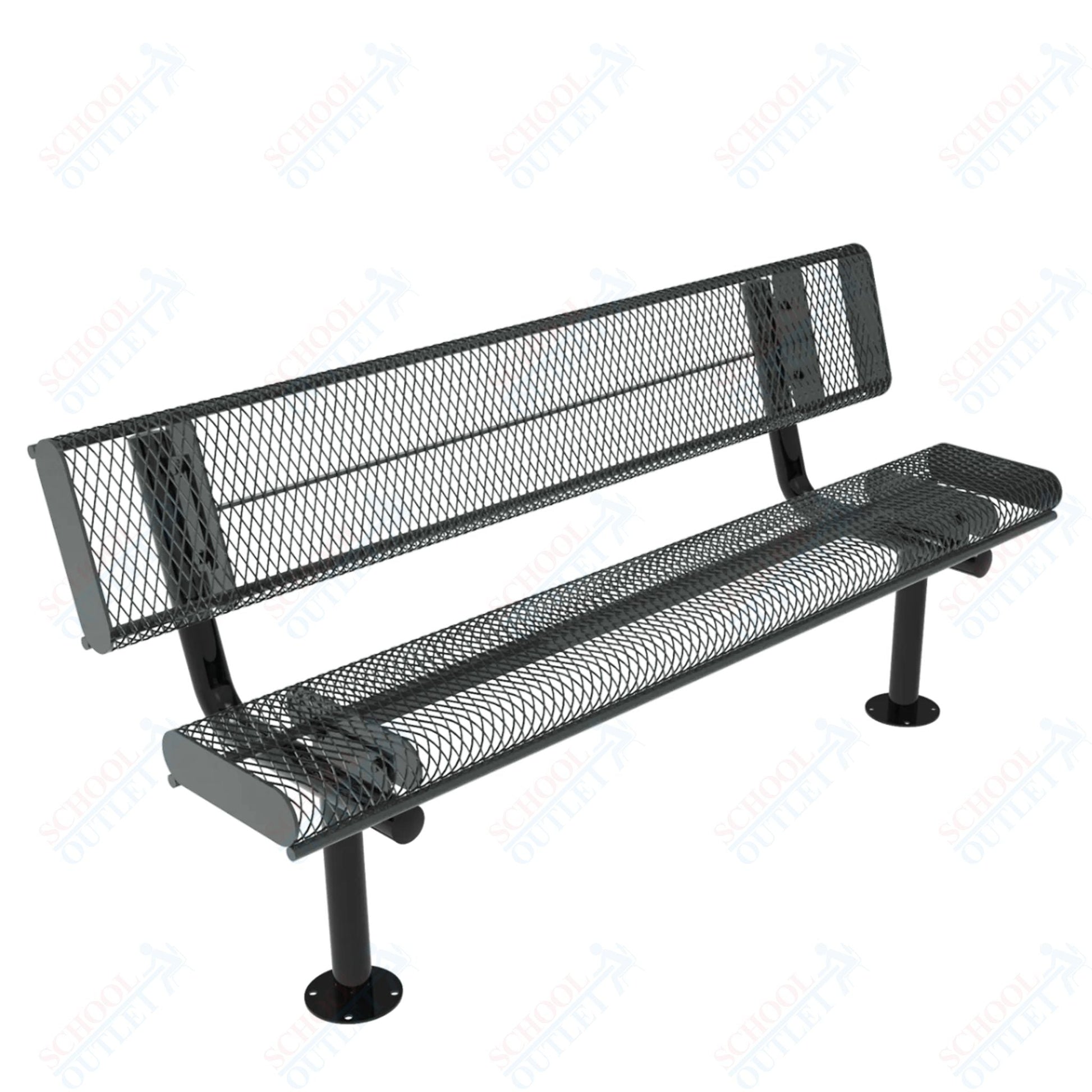 MyTcoat - Rolled Edges Outdoor Bench with Back 6' L - Surface Mount (MYT - BRE06 - 20) - SchoolOutlet