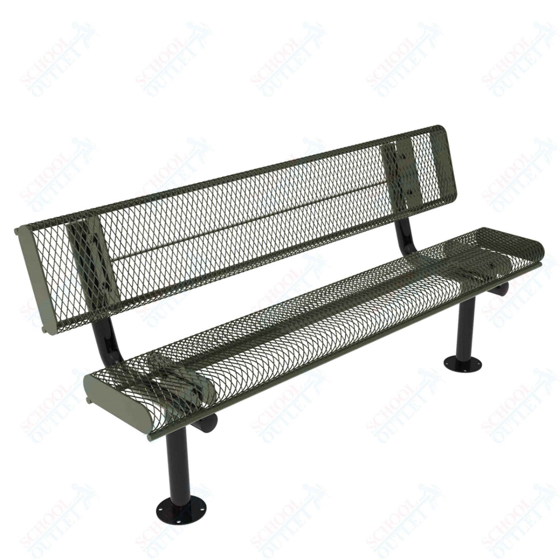 MyTcoat - Rolled Edges Outdoor Bench with Back 6' L - Surface Mount (MYT - BRE06 - 20) - SchoolOutlet