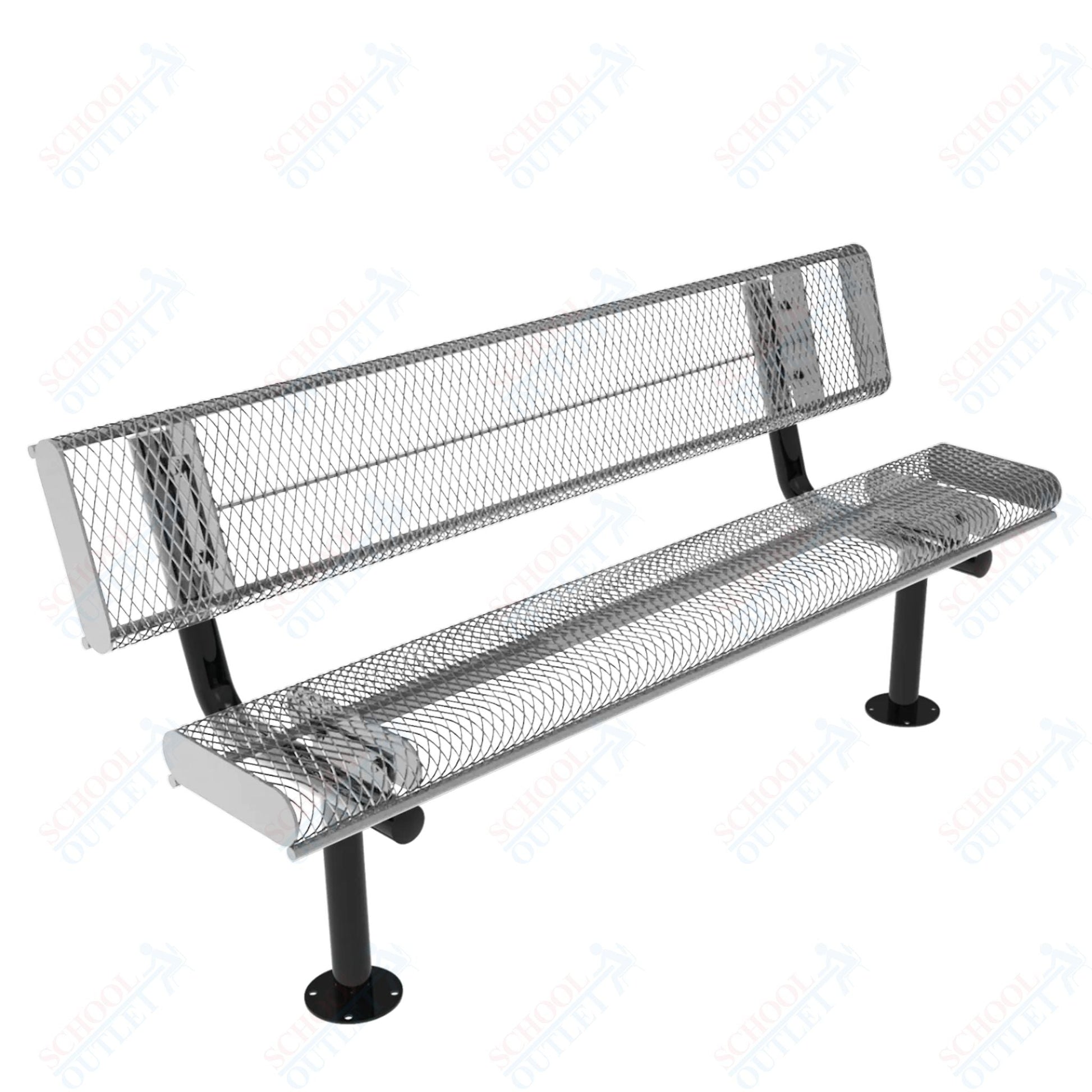 MyTcoat - Rolled Edges Outdoor Bench with Back 6' L - Surface Mount (MYT - BRE06 - 20) - SchoolOutlet