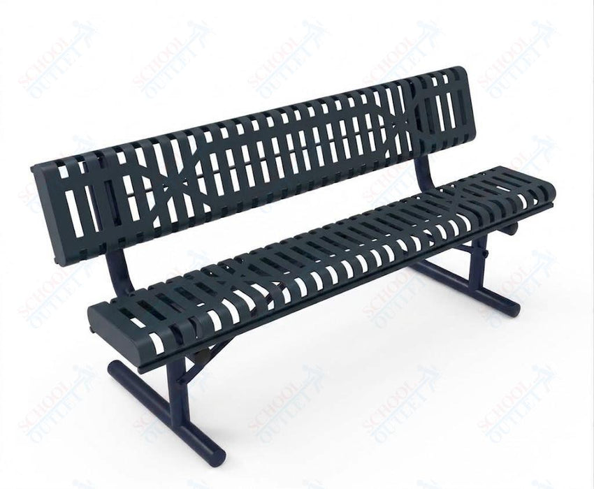 MyTcoat - Rolled Edges Outdoor Portable Bench with Back 6' L (MYT-BRE06-18) - SchoolOutlet