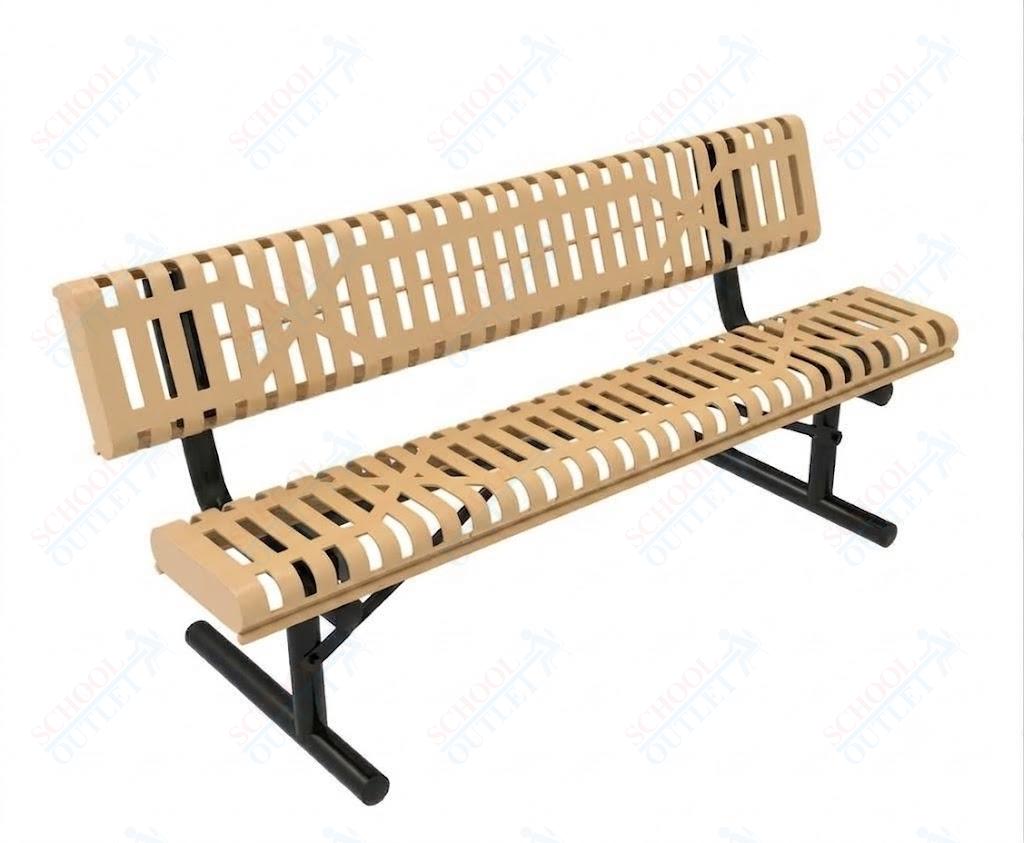MyTcoat - Rolled Edges Outdoor Portable Bench with Back 6' L (MYT-BRE06-18) - SchoolOutlet