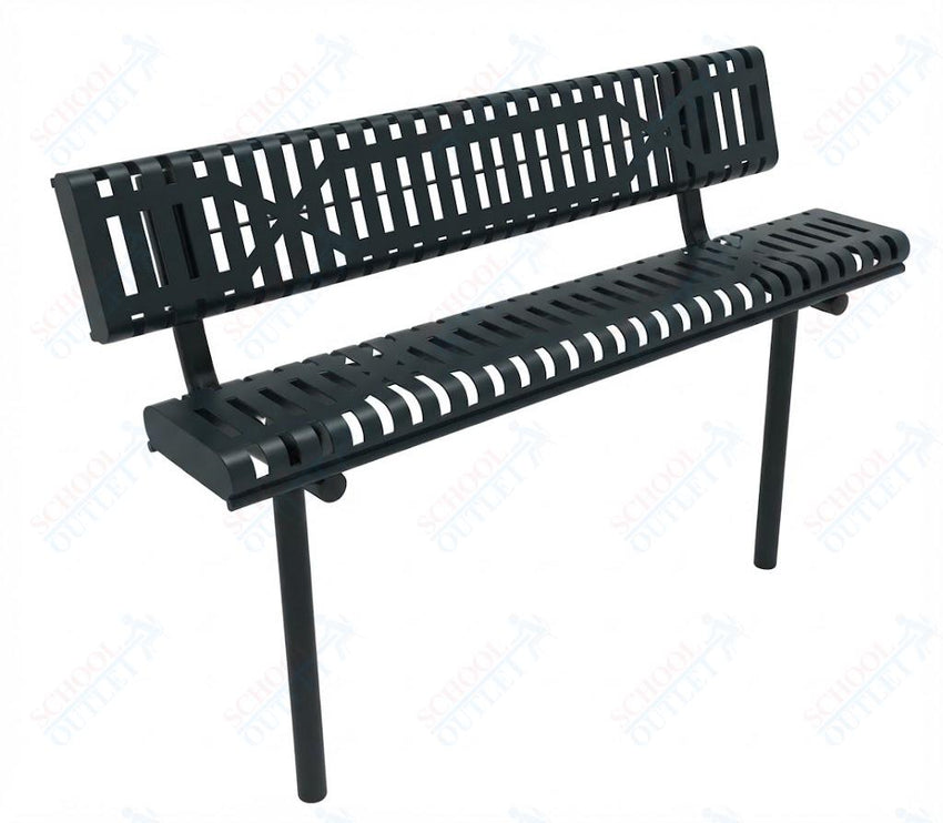 MyTcoat - Rolled Edges Outdoor Bench with Back 6' L - Inground Mount (MYT-BRE06-19) - SchoolOutlet