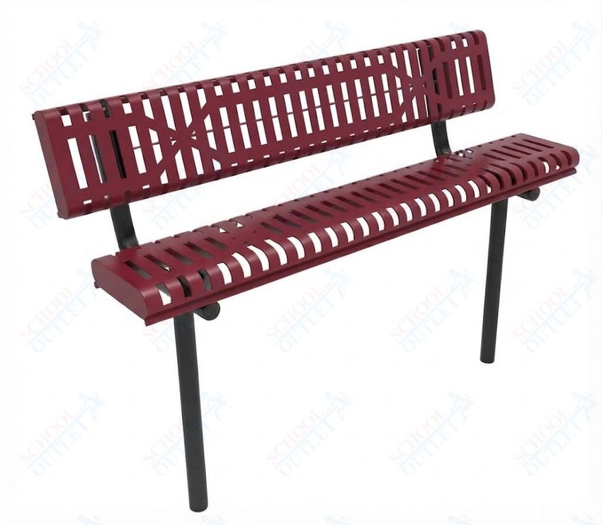 MyTcoat - Rolled Edges Outdoor Bench with Back 6' L - Inground Mount (MYT-BRE06-19) - SchoolOutlet