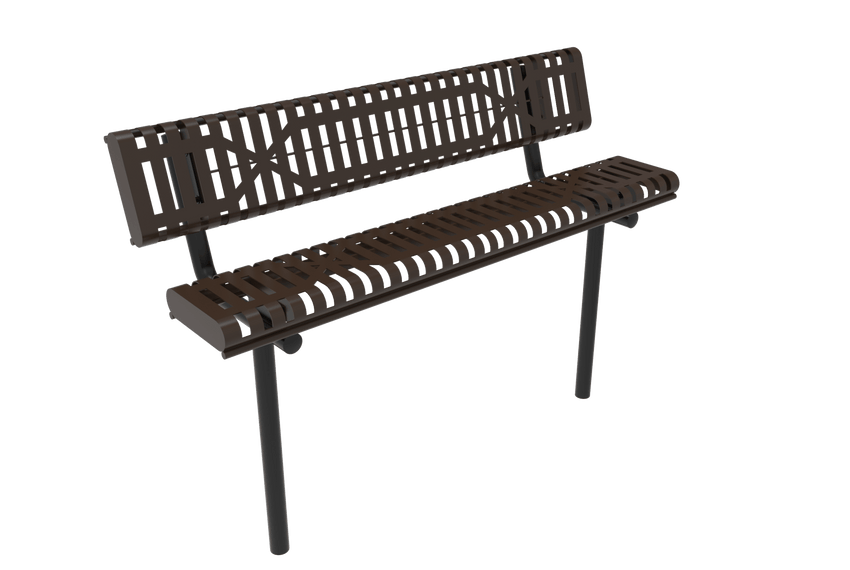 MyTcoat - Rolled Edges Outdoor Bench with Back 6' L - Inground Mount (MYT-BRE06-19) - SchoolOutlet