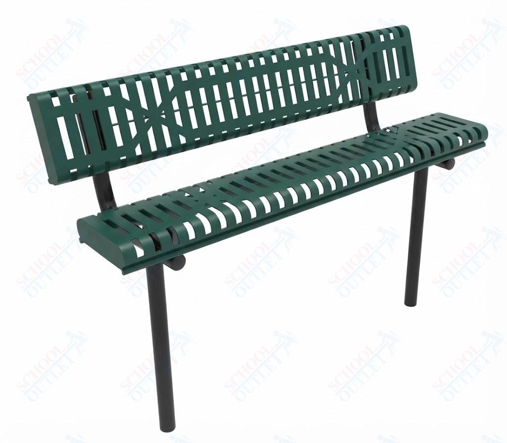 MyTcoat - Rolled Edges Outdoor Bench with Back 6' L - Inground Mount (MYT-BRE06-19) - SchoolOutlet