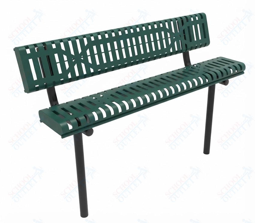 MyTcoat - Rolled Edges Outdoor Bench with Back 6' L - Inground Mount (MYT-BRE06-19) - SchoolOutlet