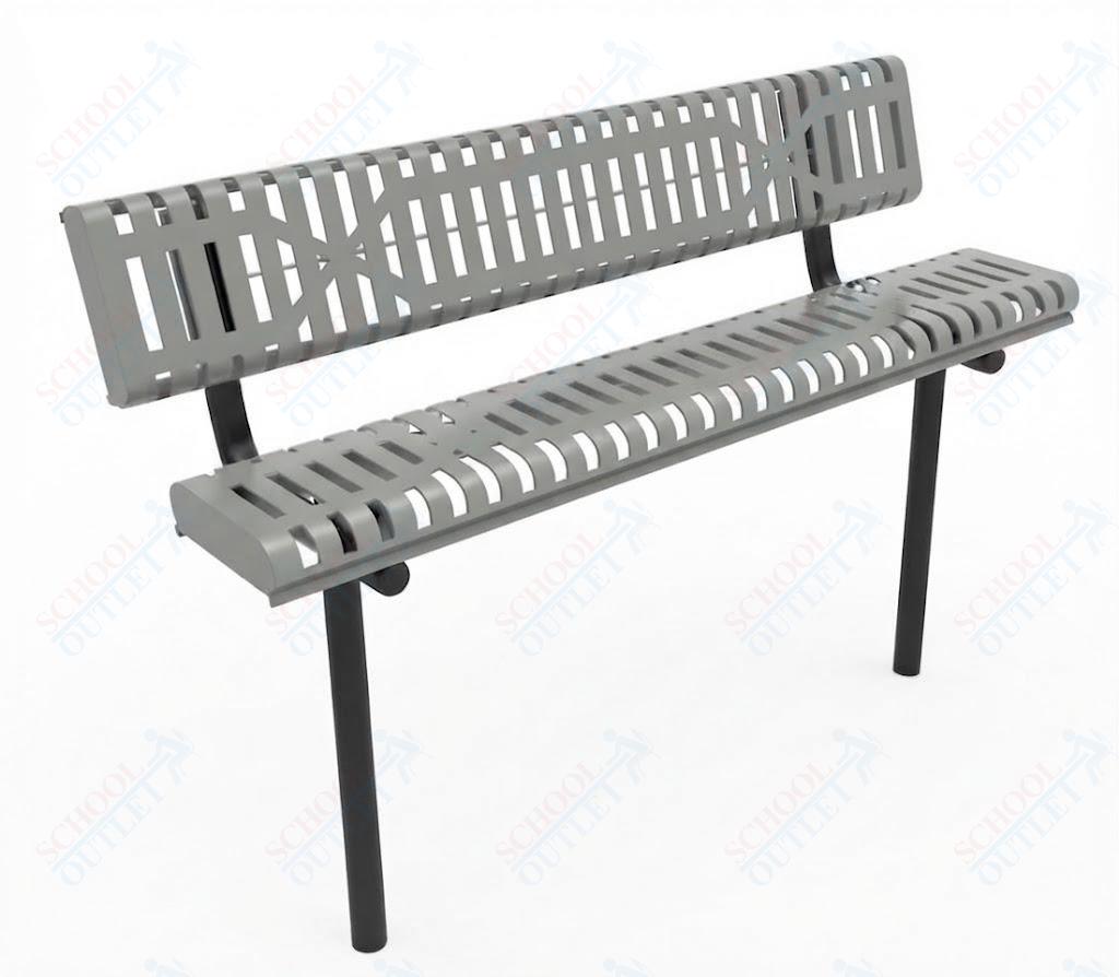 MyTcoat - Rolled Edges Outdoor Bench with Back 6' L - Inground Mount (MYT-BRE06-19) - SchoolOutlet