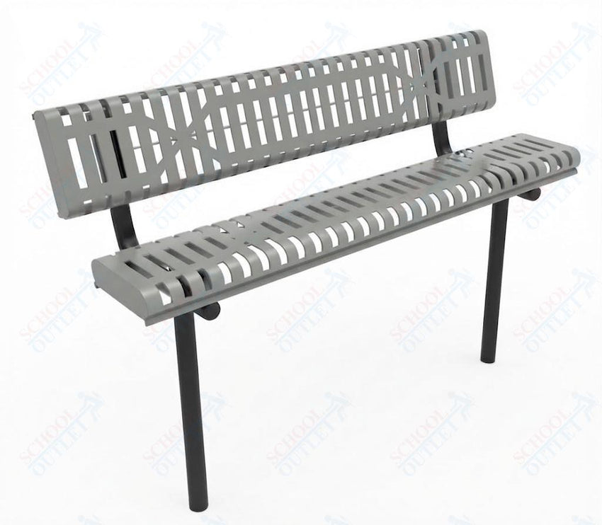 MyTcoat - Rolled Edges Outdoor Bench with Back 6' L - Inground Mount (MYT-BRE06-19) - SchoolOutlet